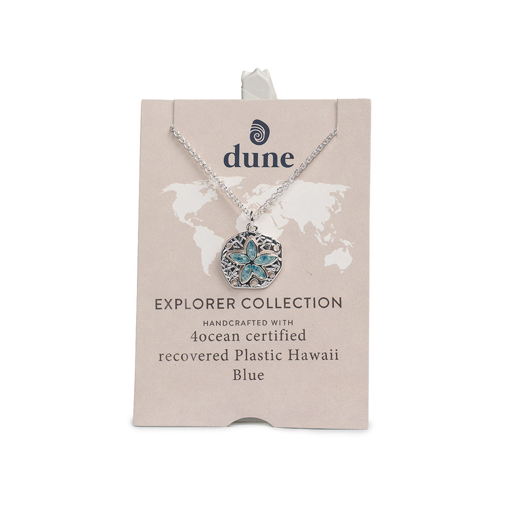 4ocean x Dune Explorer Sand Dollar Necklace - Silver - Hawaii Blue