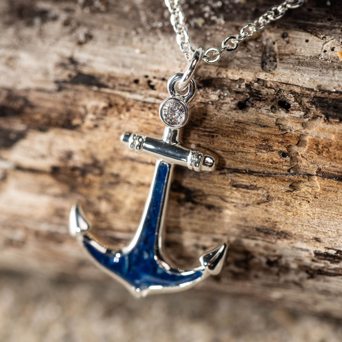 4ocean x Dune Explorer Anchor Necklace with Cubic Zirconia - Silver - Bali Blue