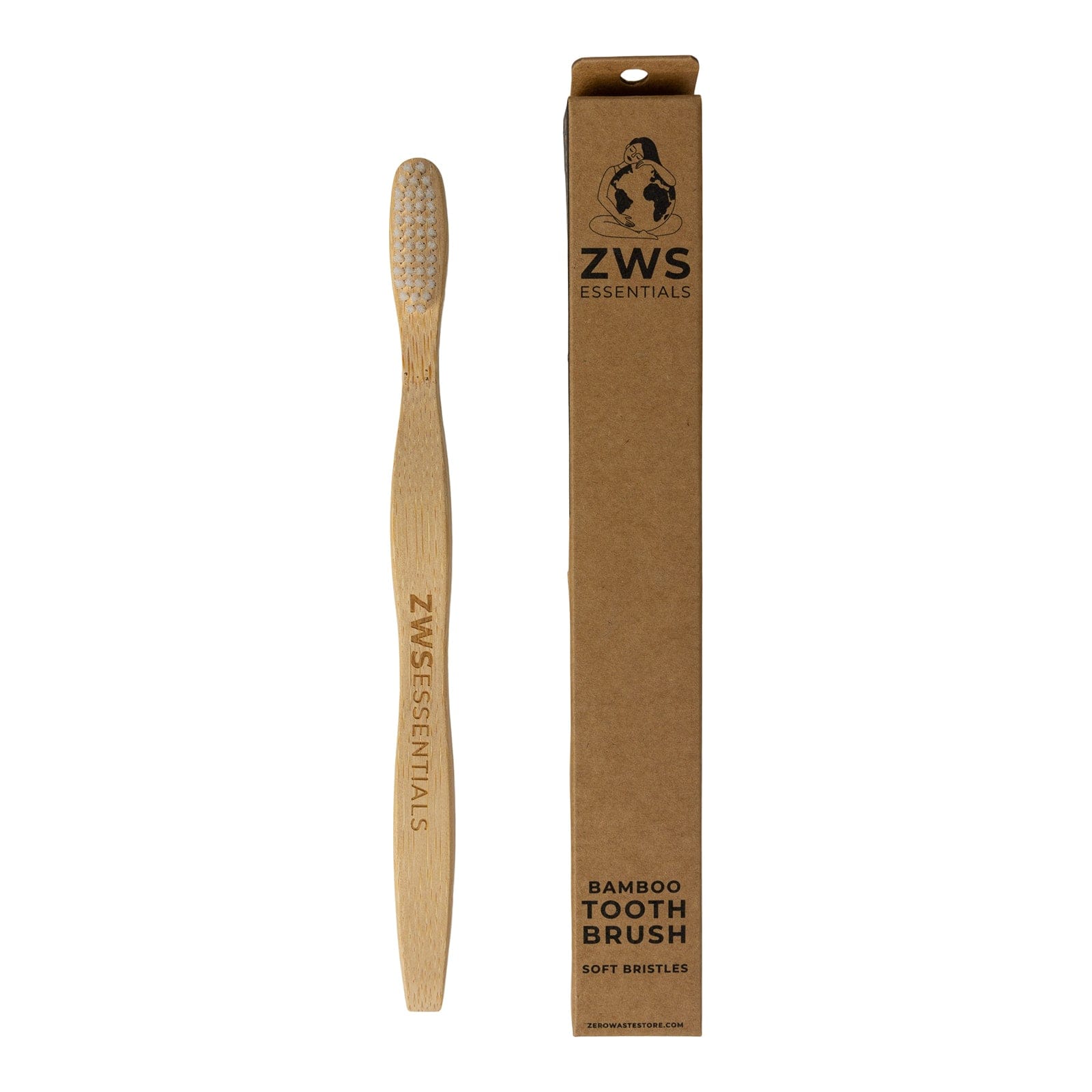 ZeroWasteStore Zero Waste Store Bamboo Toothbrush - Adult - Zero Waste Toothbrush, Plastic Free, Compostable, Castor Bean Bristles