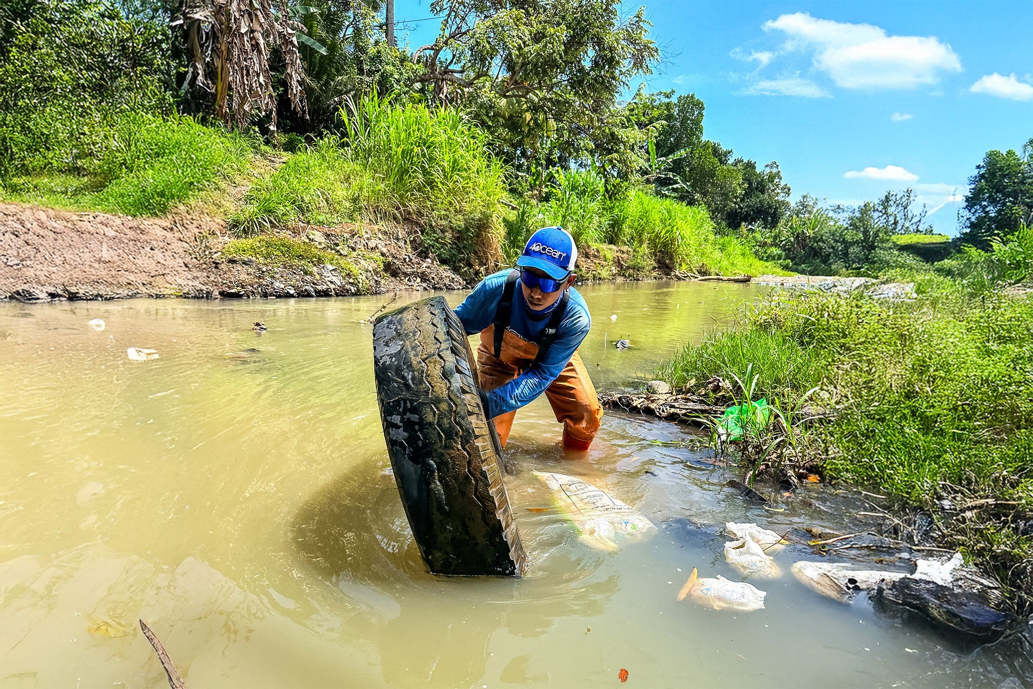 Cleaning Tukadaya River, One Tire at a Time