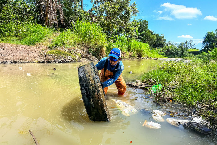 Cleaning Tukadaya River, One Tire at a Time