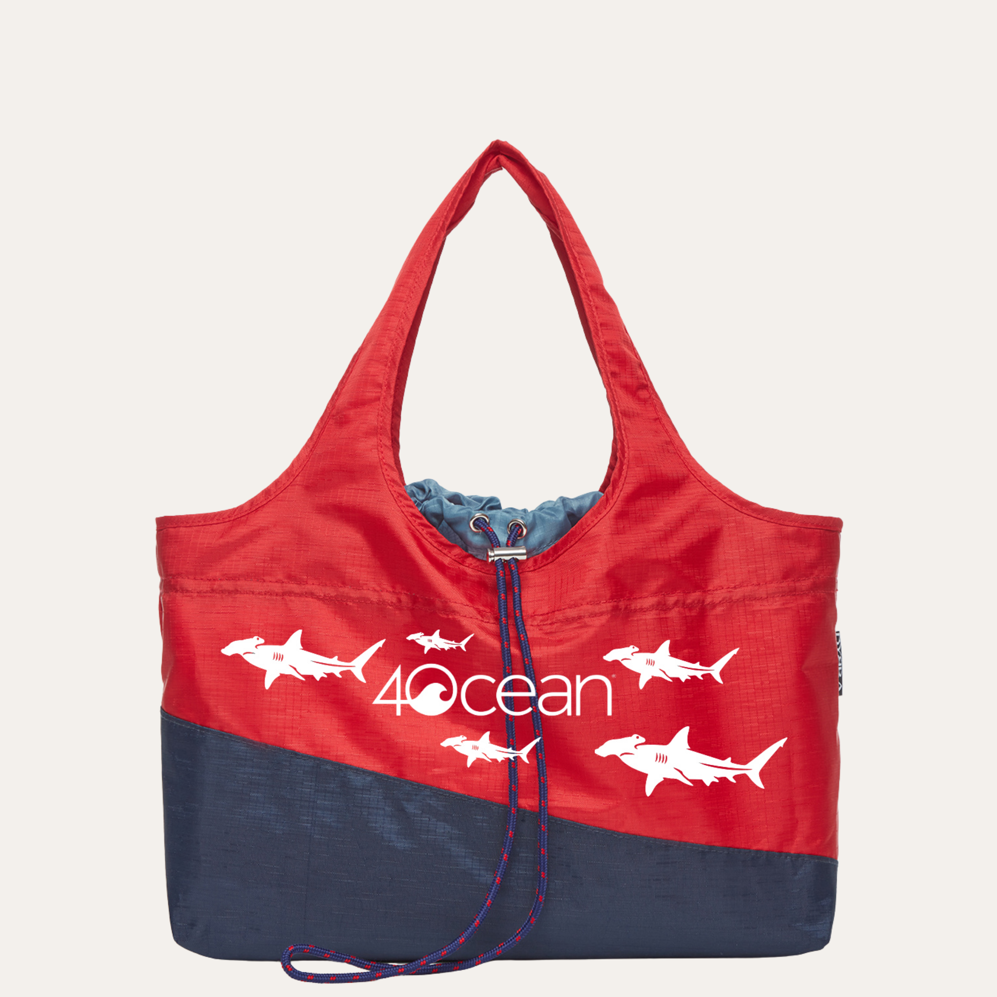 BYBBA x 4OCEAN LITTLE SUR PACKABLE TOTE BAG / RED FLAG SHARKS