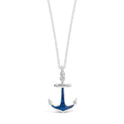 4ocean x Dune Explorer Anchor Necklace with Cubic Zirconia - Silver - Bali Blue