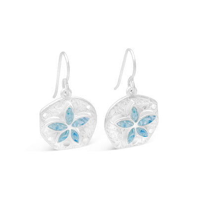 4ocean x Dune Explorer Sand Dollar Drop Earrings - Silver - Hawaii Blue
