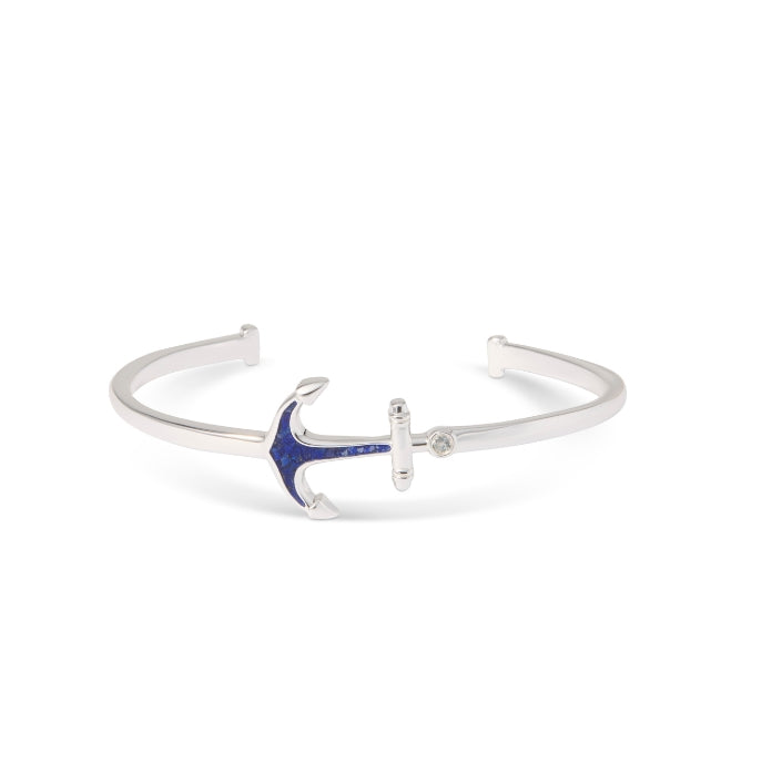 4ocean x Dune Explorer Anchor Cuff Bracelet with Cubic Zirconia - Silver - Bali Blue