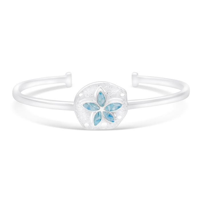 4ocean x Dune Explorer Sand Dollar Cuff Bracelet - Silver - Hawaii Blue