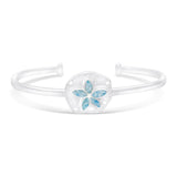 4ocean x Dune Explorer Sand Dollar Cuff Bracelet - Silver - Hawaii Blue