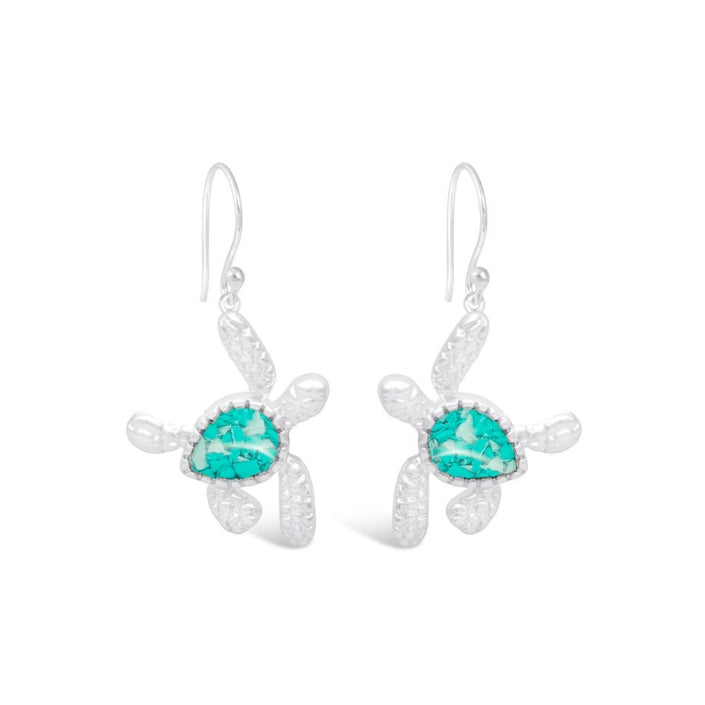 Dune Jewelry x 4ocean - Explorer Turtle Drop Earrings - Silver - Haiti Seafoam Green