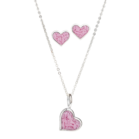 4ocean x Dune  Breast Cancer Awareness Small Heart Necklace + Earring Set