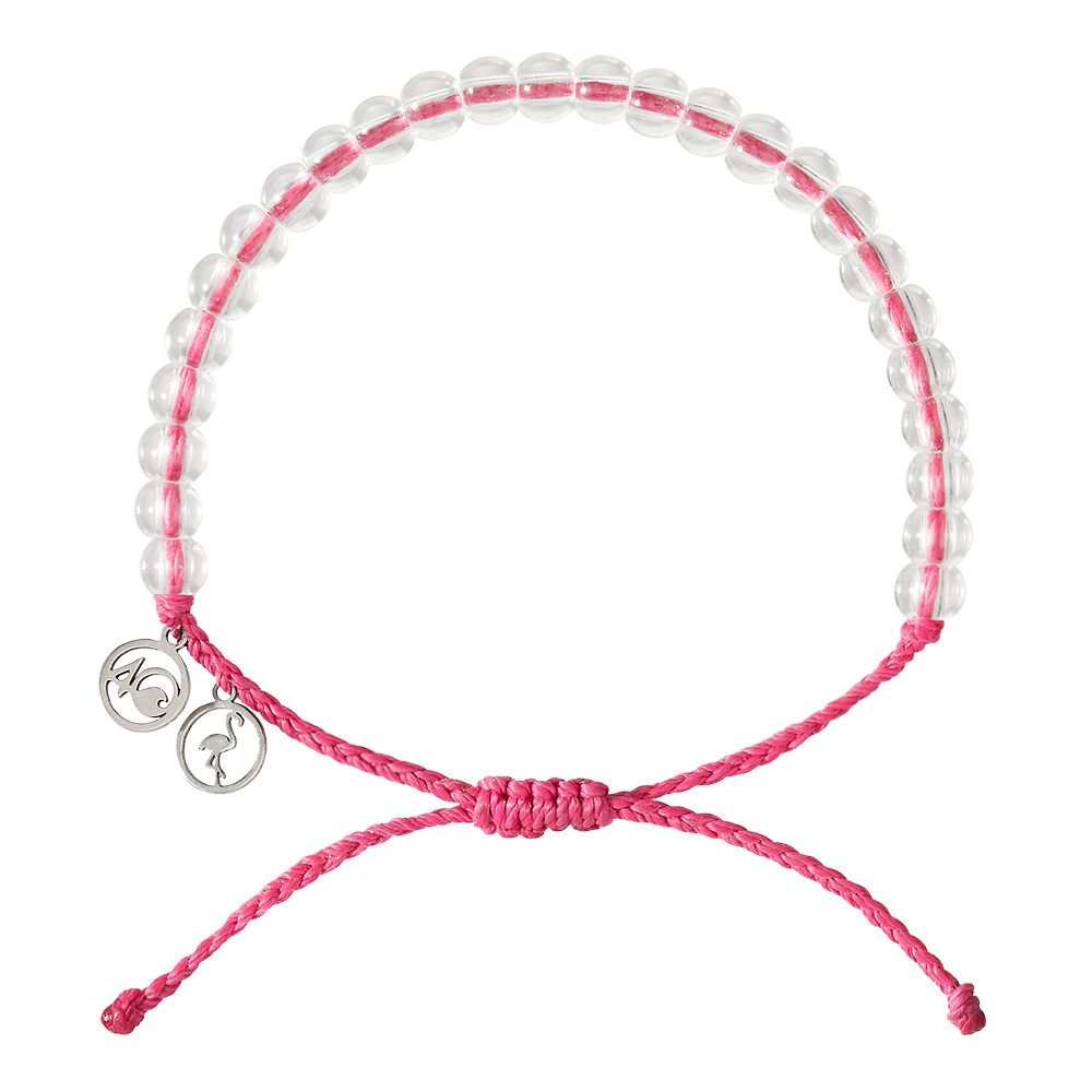 4ocean Flamingo Beaded Bracelet – Handmade, Unisex, Adjustable & Eco-Friendly Jewelry, Helps Remove Plastic from Oceans