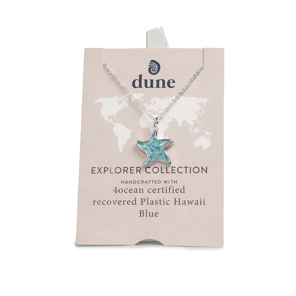 4ocean x Dune Explorer Starfish Necklace - Silver - Hawaii Blue