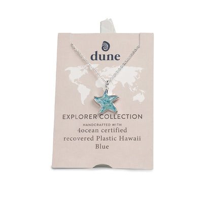 4ocean x Dune Explorer Starfish Necklace - Silver - Hawaii Blue