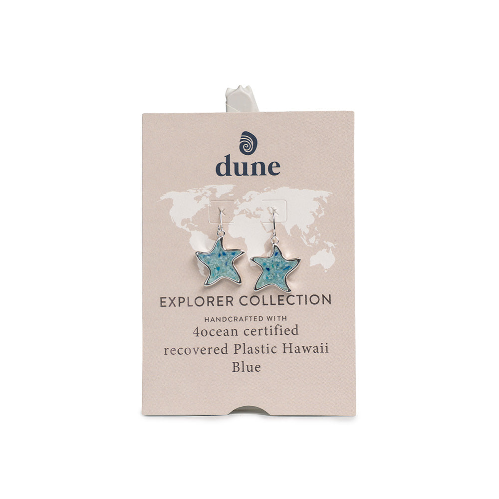4ocean x Dune Explorer Starfish Earrings - Silver - Hawaii Blue