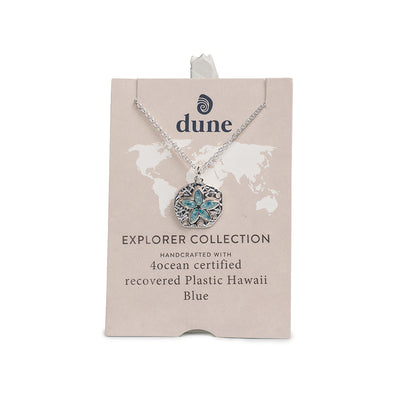4ocean x Dune Explorer Sand Dollar Necklace - Silver - Hawaii Blue
