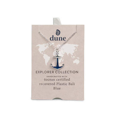 4ocean x Dune Explorer Anchor Necklace with Cubic Zirconia - Silver - Bali Blue
