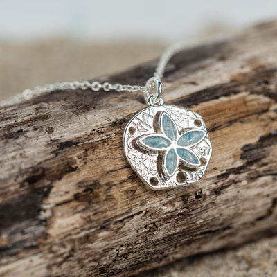 4ocean x Dune Explorer Sand Dollar Necklace - Silver - Hawaii Blue