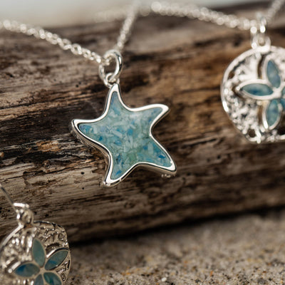 4ocean x Dune Explorer Starfish Necklace - Silver - Hawaii Blue