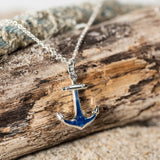 4ocean x Dune Explorer Anchor Necklace with Cubic Zirconia - Silver - Bali Blue