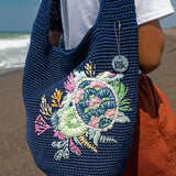 Sakroots x 4ocean Crochet Hobo Bag with Sea Turtle Embroidery