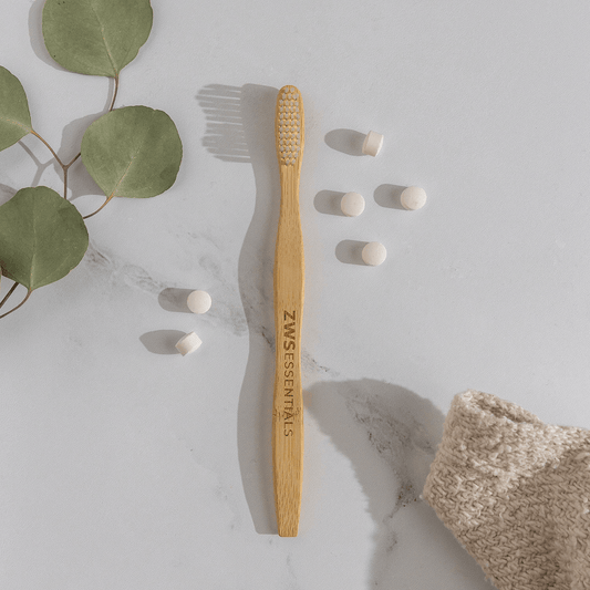 ZeroWasteStore Zero Waste Store Bamboo Toothbrush - Adult - Zero Waste Toothbrush, Plastic Free, Compostable, Castor Bean Bristles