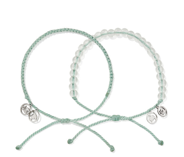 Olive Ridley Sea Turtle Beaded and Braided Bracelets on a white background