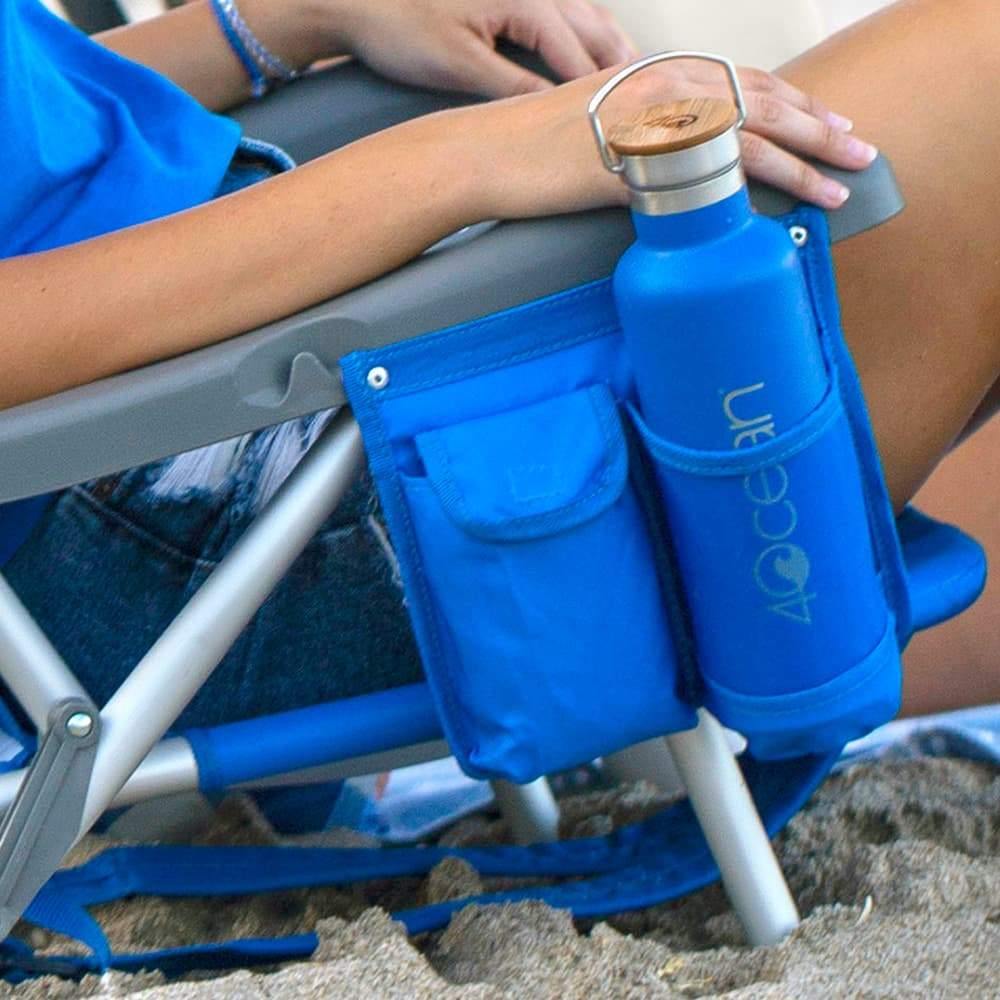 4ocean Signature Layflat Backpack Beach Chair in Blue - Cup holder