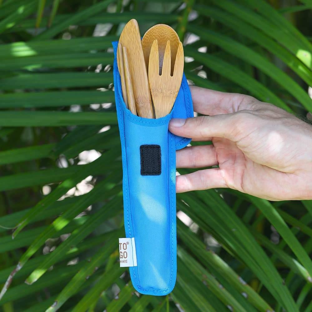4ocean To-Go Wear Reusable Bamboo Eating Utensils in pouch