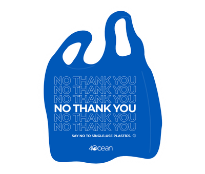4ocean no thank you reusable bag design die cut sticker