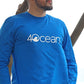 A Man Wearing the 4ocean Unisex Long Sleeve T-Shirt Blue