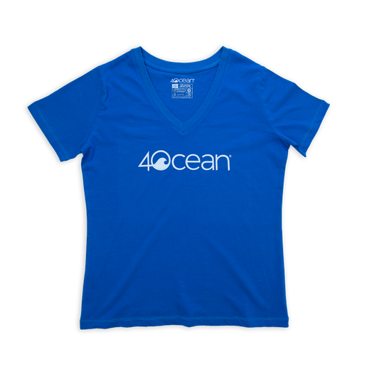Women's 4ocean Logo V-Neck T-Shirt - Blue