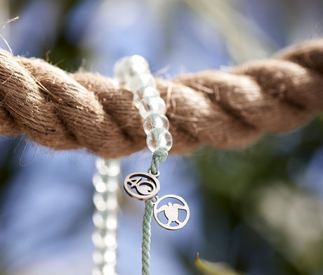 Olive Ridley Sea Turtle Beaded Bracelet on a rope.