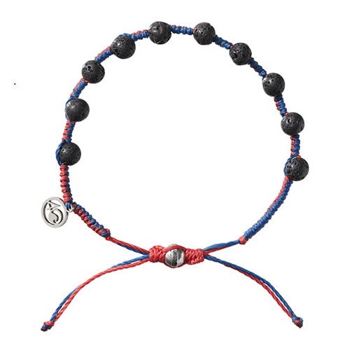 Lava Stone Braided Bracelet in Blue Magma