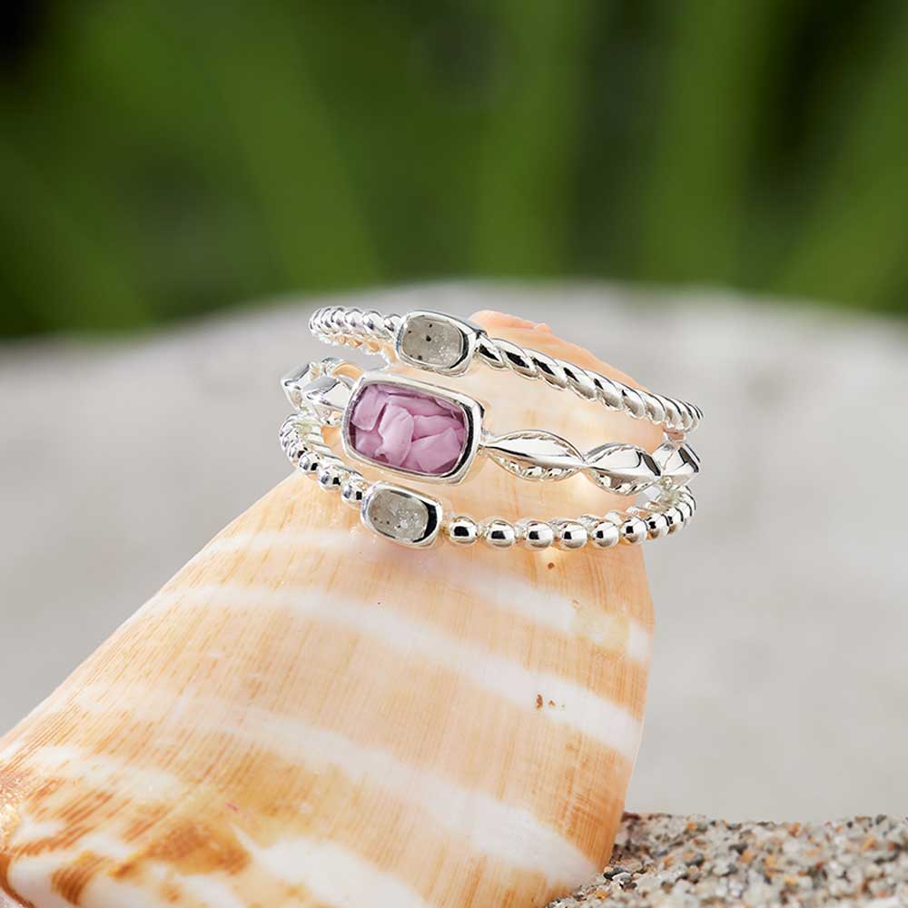Pink Ring Stack Rose Quartz Stacking Ring