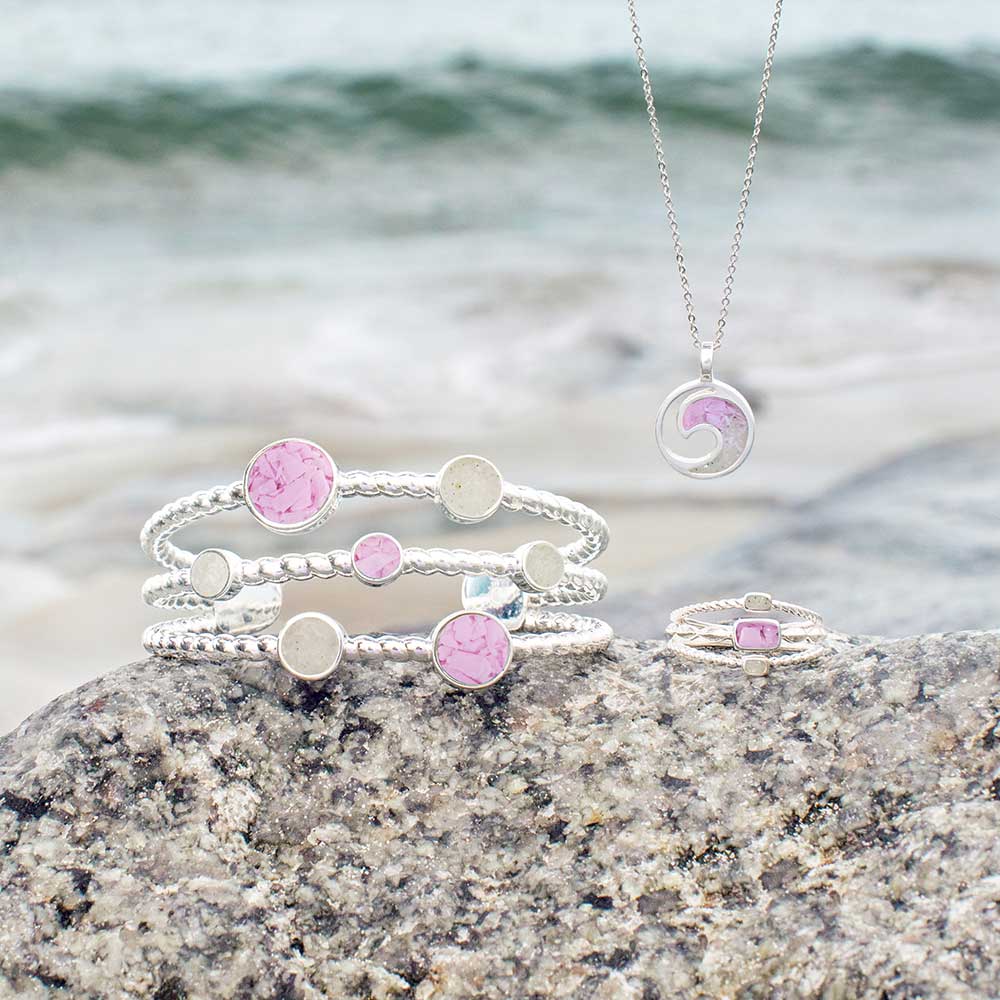 4ocean x Dune Wave Necklace in Florida Pink
