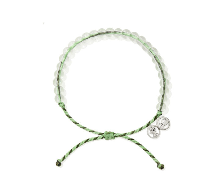 4ocean Earth Day Beaded Bracelet 2022 - green. On white background.