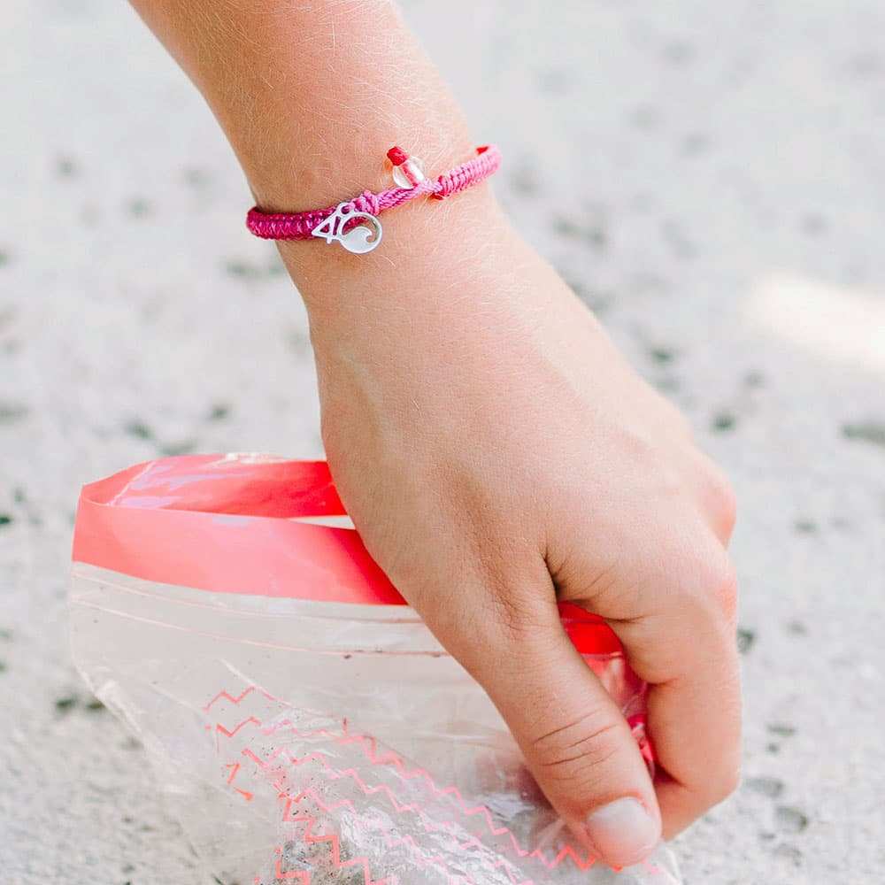 4ocean Clean Ocean Club Braided Bracelet Subscription Program - Pink Flamingo Braided Bracelet
