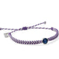4ocean Purple Ocean Drop Bracelet. Purple braided cord with stainless and blue bezel. 