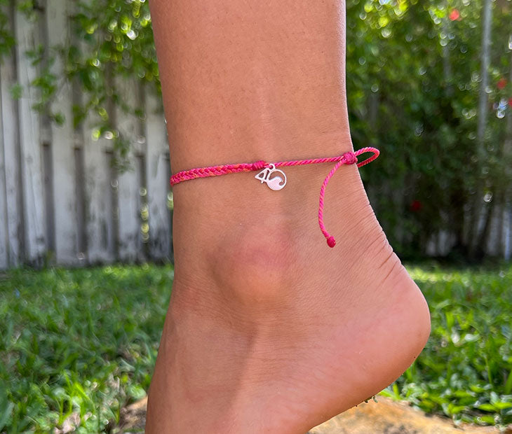 4ocean Pink Multicolor Braided Anklet