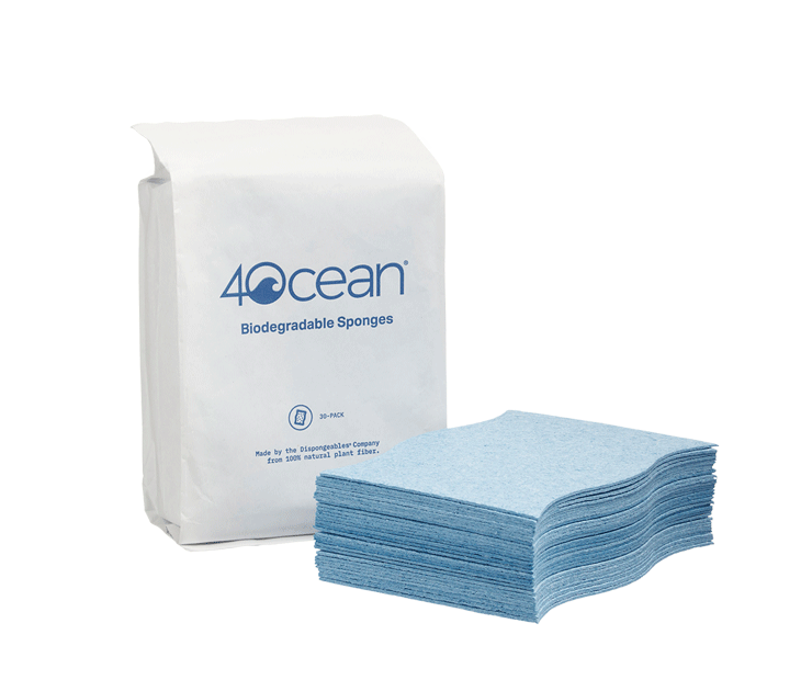 4Ocean Wave Blue Biodegradable Sponges - blue