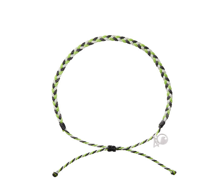 Electric Green Braided Anklet on white background